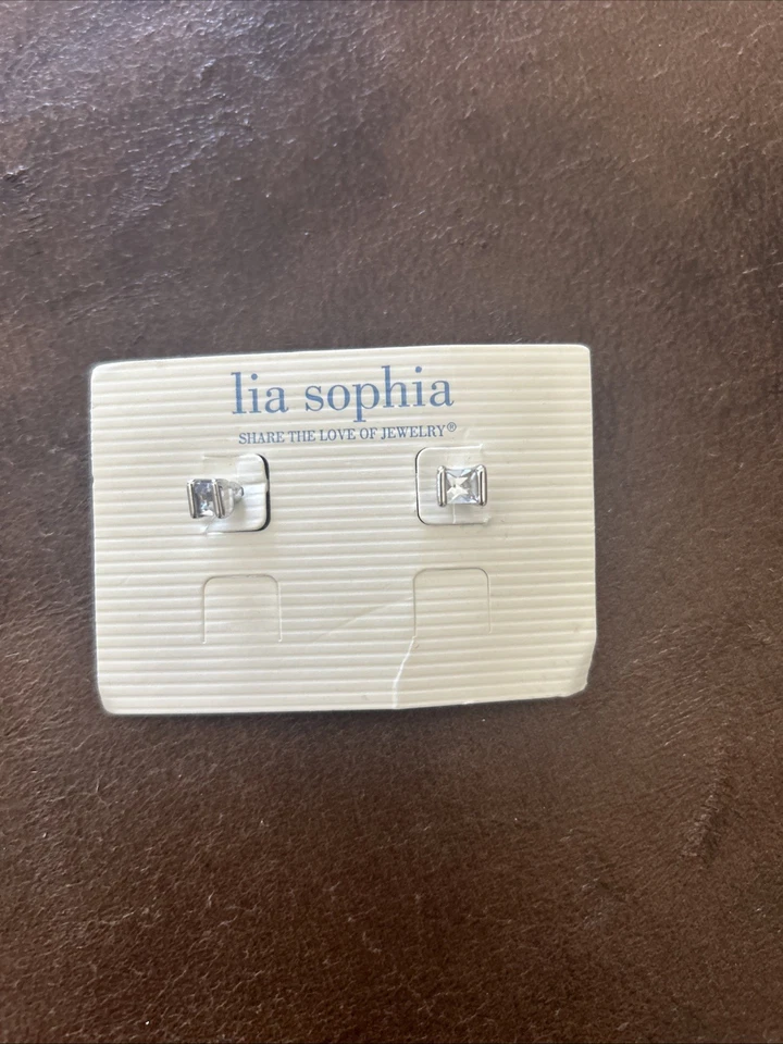 Pendientes enchapados de circonita cúbica, rodio Foto 1 de 2