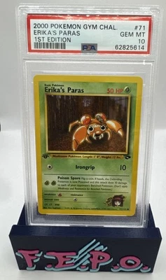 2000 Pokémon Gym Challenge Regular 1st Edition Erika's Paras 71/132 PSA 10 - Image 1 of 2