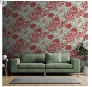 Muriva Fayre Red Floral Wallpaper 194303/c - Picture 1 of 2