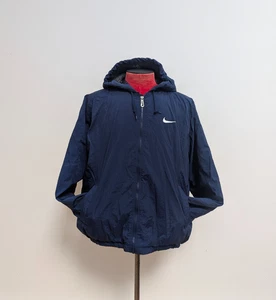 Vintage 90s Nike Jacke Herren Heavyweight Windbreaker Big Swoosh Navy Blau XL - Bild 1 von 11