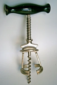 Antique Corkscrew made in Czechoslovakia, 7 in. long, metal with wood handle. - Picture 1 of 7
