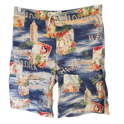 Vintage Polo Ralph Lauren Hawaii Welcome Aloha All Over Print Board Shorts S - Image 1 of 4