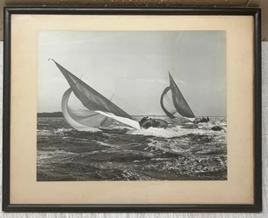 Original MORRIS ROSENFELD Sailing RACE Crossing Tacks SAILBOAT SIGNED Photograph - Picture 1 of 11