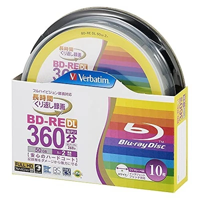 Verbatim Japan (VBE260NP10SV1) Blu-ray Discs for Repeat Recording, BD-RE DL, 50G - Image 1 of 4