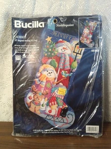 Bucilla Christmas Holiday Needlepoint Stocking Kit, SNOWMEN, 60756 - Picture 1 of 5