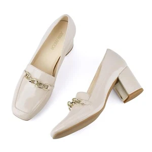 Women Casual Loafer Shoes Chunky Heel Square Toe Penny Slip On Loafer Shoes NEW - Picture 1 of 69