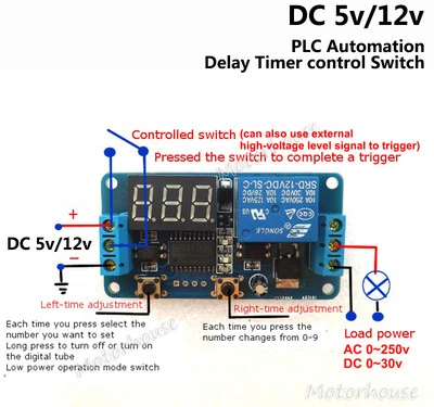 Digital LED Adjustable Delay Countdown Time Timer Switch Relay Module Trigger - Image 1 of 4