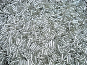 Cuentas de corneta 6 mm transparente forradas en plata tubo de vidrio largo hueco - Imagen 1 de 1