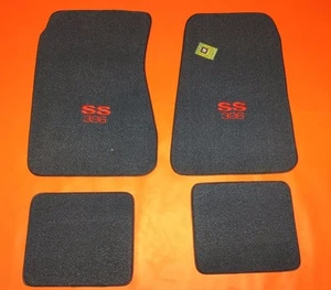 Chevelle Floor Mats BLACK Loop Carpet Embroidered RED SS 396 1968-72 Chevrolet - Picture 1 of 2
