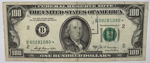 1969-A $100 Federal Reserve Note New York Rare *STAR NOTE* Serial B 00281090* - Picture 1 of 4