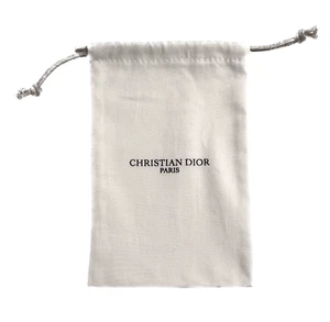 CHRISTIAN DIOR ⭑ Drawstring Bag / Cotton Dust Gift Pouch - White - SMALL - NEW - Picture 1 of 2