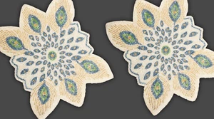 Juego de 4 manteles individuales, manteles de diseño de pluma de pavo real, vajilla con cuentas 12X14 pulgadas - Imagen 1 de 6