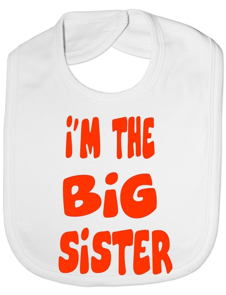 PRINTSHOP2000 Ich bin die große Schwester Baby Fütterungslätzchen Geschenk