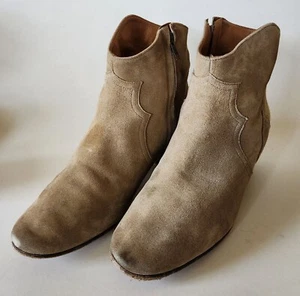Isabel Marant Etoile Zip Ankle Boots Beige Suede Size EU40 US10 UK7 - Picture 1 of 7