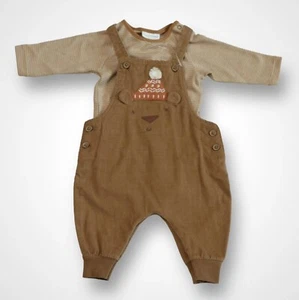 Next Boys Tan Dungaree & Long Sleeve Bodysuit 2 Piece Set Up to 3 Months - Picture 1 of 8