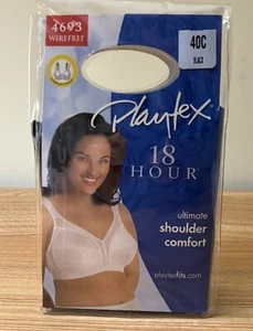 PLAYTEX 18 HOUR BRA ULTIMATE SHOULDER COMFORT WIREFREE SIZE 40C BLACK #4693 - Picture 1 of 5