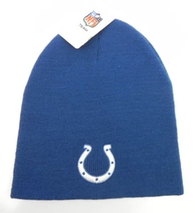 INDIANAPOLIS COLTS NFL FOOTBALL BLUE VTG KNIT UNCUFFED BEANIE CAP HAT NEW! - Picture 1 of 4