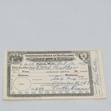 INDEPENDENT ORDER OF ODD FELLOWS OFFICIAL CERTIFICATE 1957 HELENA, MONTANA