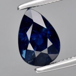 1.37ct 7.2x5mm Pear Unheated Blue Sapphire Gemstone, Madagascar