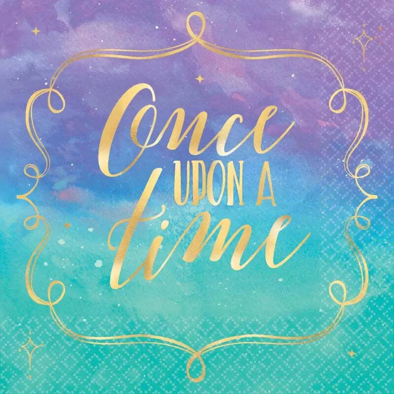 Disney Princess Once Upon A Time Beverage Napkins 16pk Fairy Birthday Party - Image 1 of 1