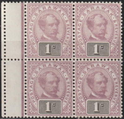 (SK16)SARAWAK 1888 RAJAH C. BROOKE P & R 1c B/4 FRESH MNH CAT RM 80 - Image 1 of 2