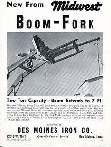 1967 anuncio impreso de horquilla de tractor Des Moines Iron Co Midwest - Imagen 1 de 2