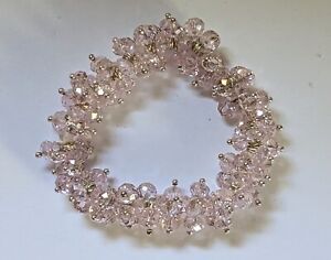 Petals Stretch pink crystal beaded silver tone Bracelet by Premier Designs