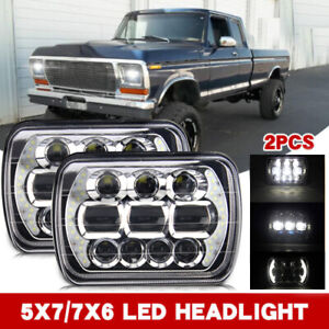 Pair 5x7"7x6"LED Headlights for Ford F150 F250 F350 Ranger 1976-1986 Hi Lo Beam