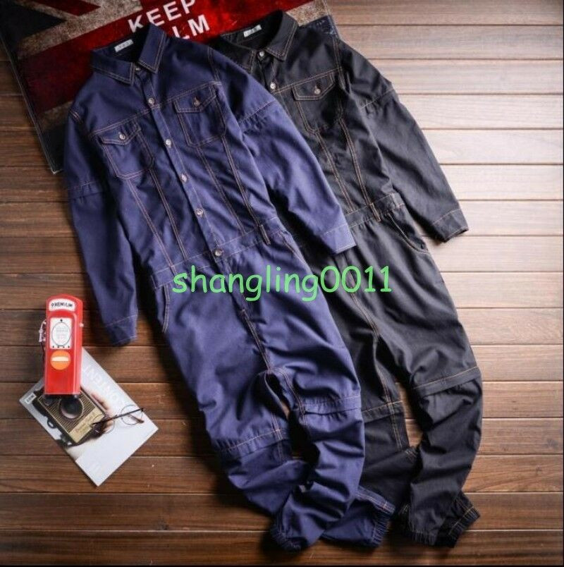 Mens Boys Overall Denim Pants One Piece Zip Jumpsuits Cargo Work Pants Rompers Ebay