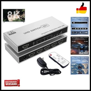 8K HDMI 2.1 Switch 4K 120Hz, HDMI Umschalter 5 In 1 Out mit IR Fernbedienung,... - Bild 1 von 10