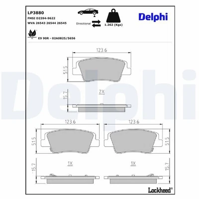 DELPHI Bremsbeläge Satz Hinten Bremsklötze für HYUNDAI Ioniq 5 (NE) LP3880 - Bild 1 von 4