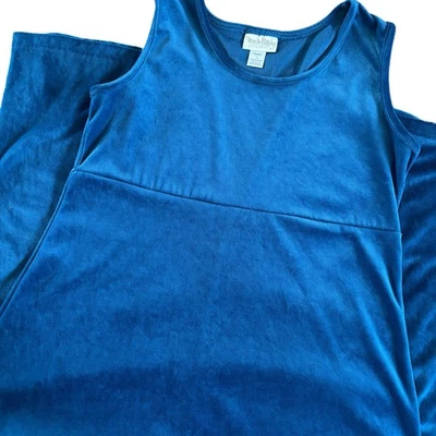 Vestido Feminino Diane Von Furstenberg Grande Veludo Azul Regata Maxi Veludo Feito Nos EUA - Imagem 1 de 4