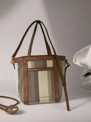 🎀 Tasche / Shopper, Materialmix, Braun/Weiß, Kunstleder, Taschen, NEU! 🎀 - Bild 1 von 2