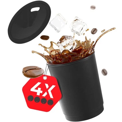 Barista 365 Coffee-to-go-Becher Kaffeebecher mit Deckel 4er-Set Mehrwegbecher - Bild 1 von 4
