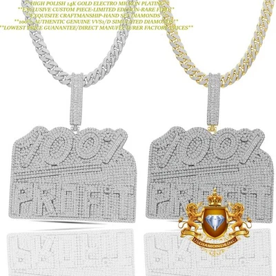 181 gramos 2,50" VVS1/D 60,95 Ctw.  Colgante con dije "100% beneficio" cadena cubana Miami Foto 1 de 3