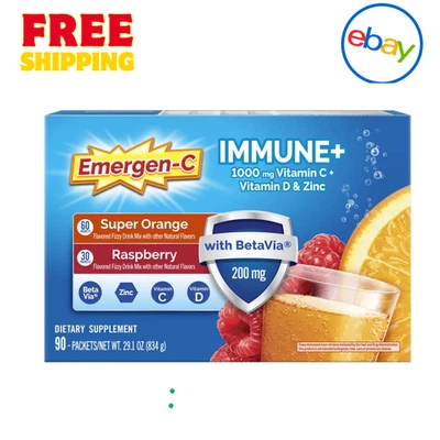 Emergen-C Immune+ 1000mg Vitamin C Vitamin D Zinc Powder Drink Mix, 90 Packets - Image 1 of 3