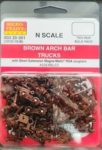 N MICRO TRAINS 003 25 001 Arch Bar Trucks w/ short ext. couplers 1010-10-B - Picture 1 of 1