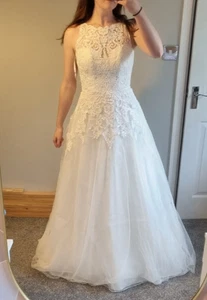 Wed2Be LIESL Anna Sorrano High Halter Neck Ivory Wedding Dress UK 10 Dry Cleaned - Picture 1 of 21