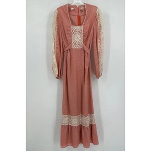 Jerell of Texas Women 70sTiered Prairie Maxi Dress Size 11 Vintage Boho Romantic - Picture 1 of 12