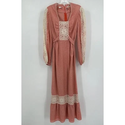 Jerell of Texas Women 70sTiered Prairie Maxi Dress Size 11 Vintage Boho Romantic - Image 1 of 4