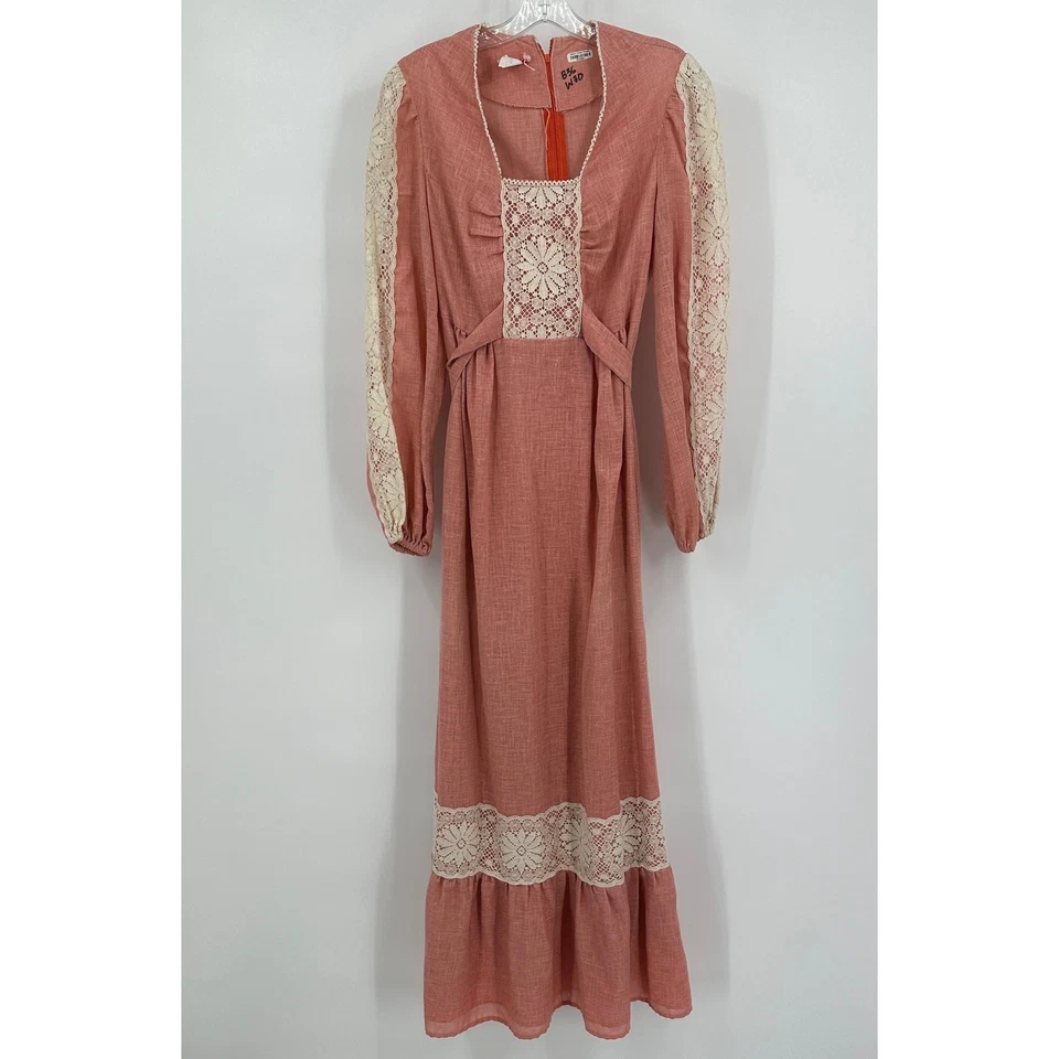 Jerell of Texas Women 70sTiered Prairie Maxi Dress Size 11 Vintage Boho Romantic - Image 1 of 4