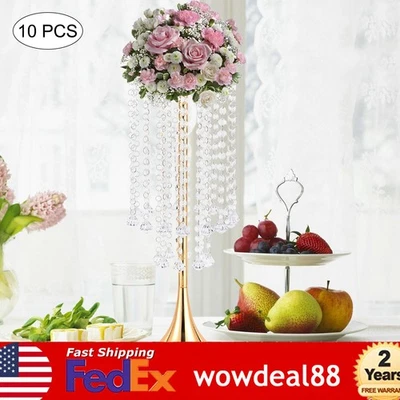 10Pcs Wedding Flower Stand Holder 55.6cm Tall Crystal Grand Centerpiece Stands - Image 1 of 4