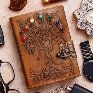 Antique Leather Journal | Handmade Brown Writing Notebook with Lock | 200 Pages - Picture 1 of 4