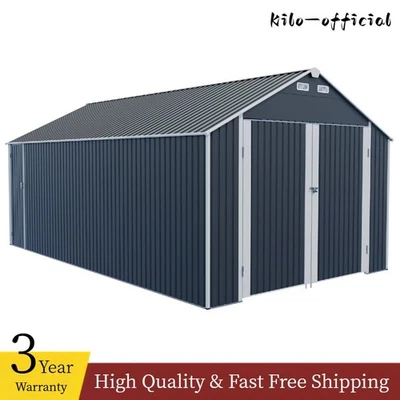 12x20 Outdoor Storage Shed Metal Garage Shed Backyard Tool Shed w/ 2 Door&4 Vent - Image 1 of 4