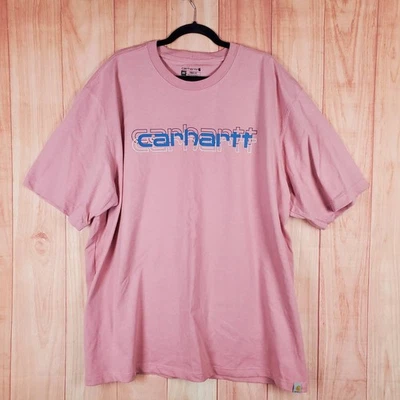 Camiseta Carhartt WIP Script Para Hombres 2XL Calce Suelto Rosa Spellout Gráfico Logo Algodón Foto 1 de 4