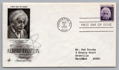 Albert Einstein Physicist 1966 First Day Cover Princeton New Jersey FDC Sc#1285 - Image 1 of 2