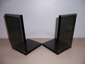 Vintage Mid Century Modern Lucite Buchstützen - Rauchfarben - Bild 1 von 3