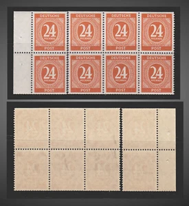 1946 GERMANY ALLIED OCCUPATION NUMERAL 24PF. ORANGE -BROWN BLK OF 8 NH SCT.544a - Picture 1 of 1