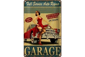 Blechschild Pinup 20x30 cm Garage Full Service Auto Repair Deko Schild tin sign - Bild 1 von 5