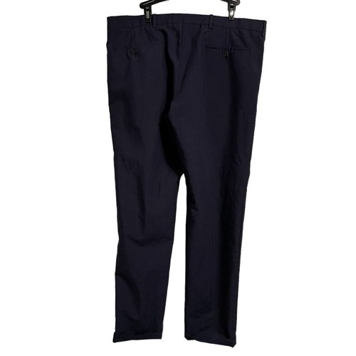 Prada Pantaloni Uomo EU 56 Flat Front Pantaloni eleganti Blu Navy Tessuto Lusso